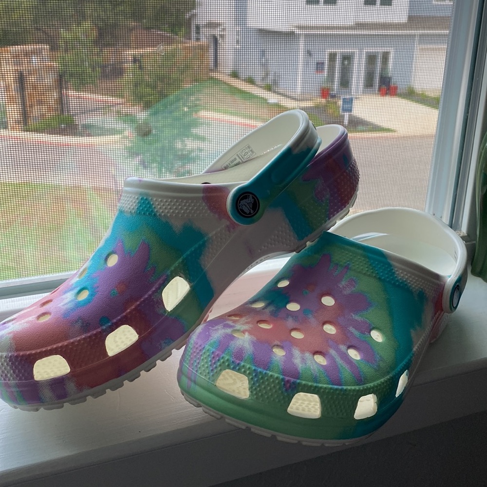 Tie dye crocs